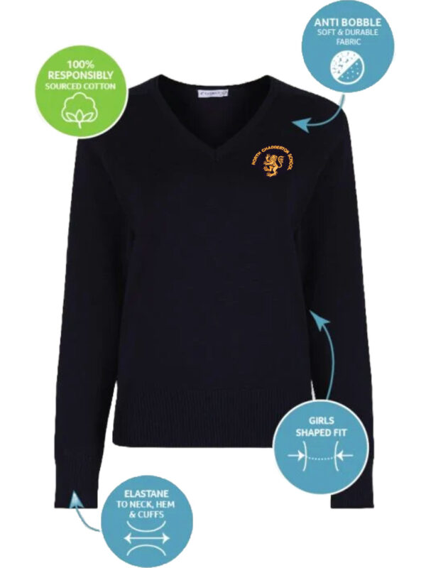 North Chadderton Girls V-neck Knitwear